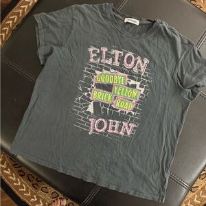 Daydreamer Black Tee with Pink and Green Accents Elton John